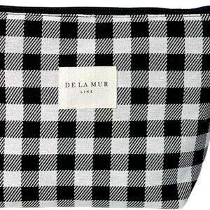 Large Checkered Travel Makeup Bag for Women – Black & White Cosmetic Organizer f